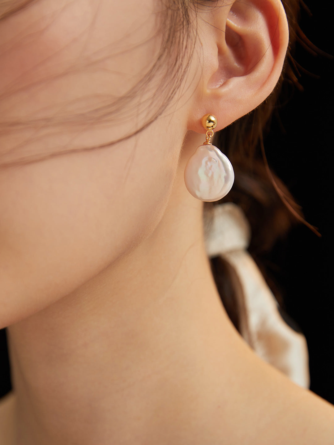 The Lumière Coin Pearl Drop Earrings | S925 Sterling Silver