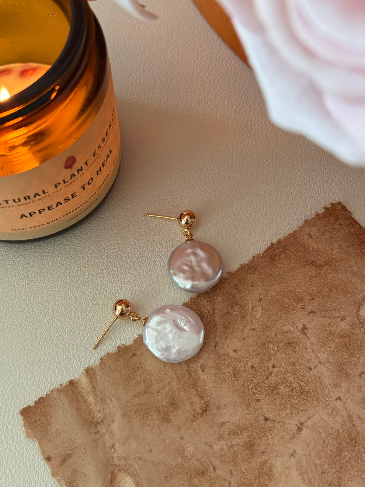 The Lumière Coin Pearl Drop Earrings | S925 Sterling Silver
