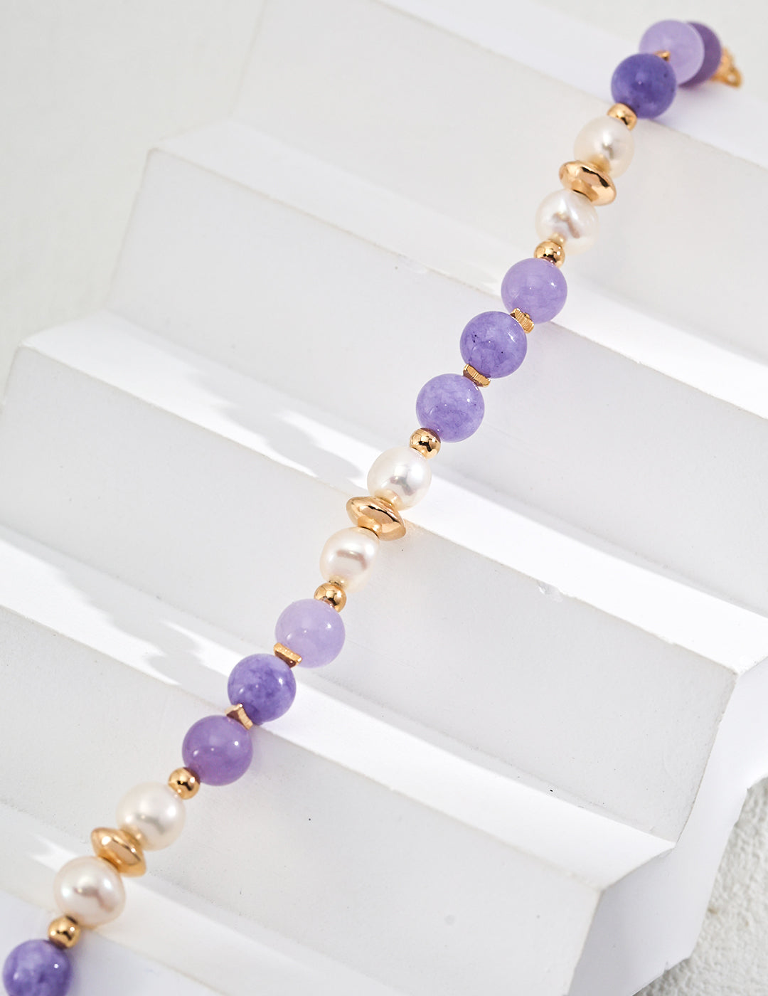 The Violette Amethyst & Pearl Beaded Bracelet | S925 Sterling Silver