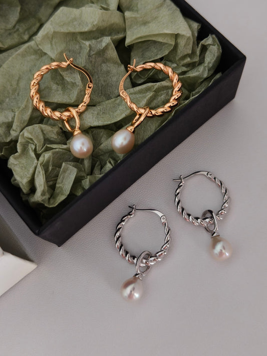 The Aurelia Convertible Pearl Hoops | S925 Sterling Silver