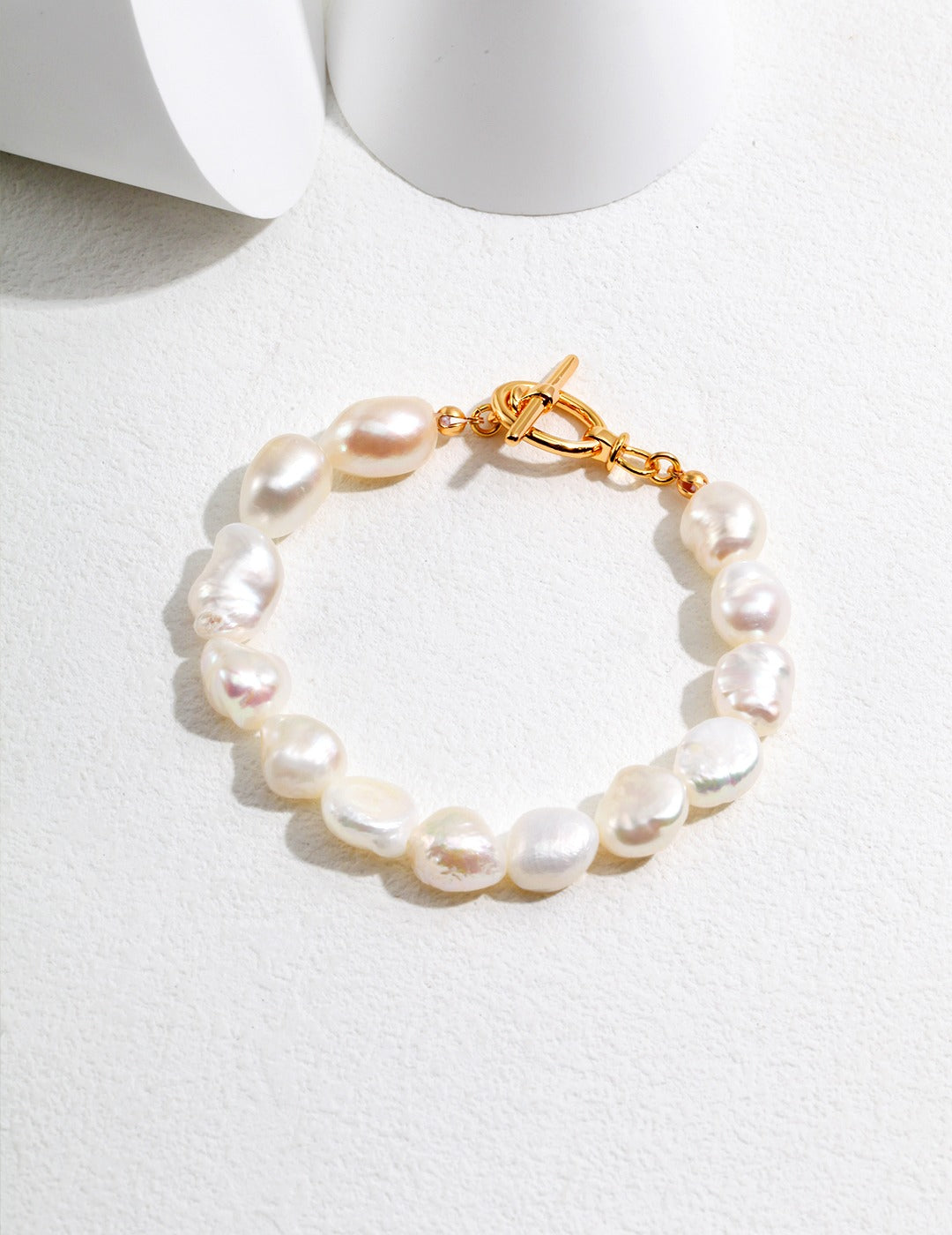 Baroque Freshwater Pearl Bracelet with Gold Toggle Clasp