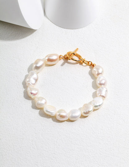 Baroque Freshwater Pearl Bracelet with Gold Toggle Clasp
