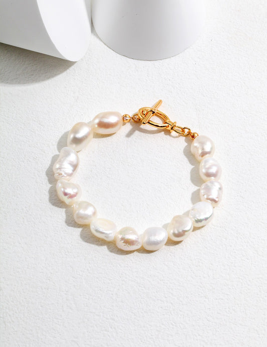 Baroque Freshwater Pearl Bracelet with Gold Toggle Clasp