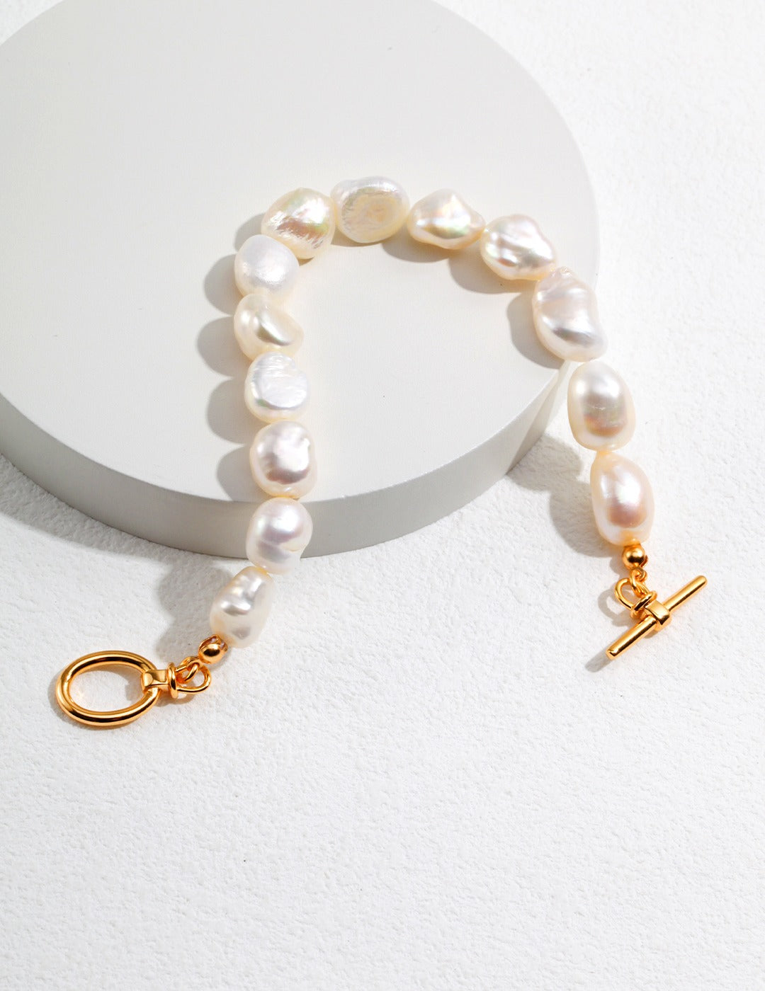 Baroque Freshwater Pearl Bracelet with Gold Toggle Clasp