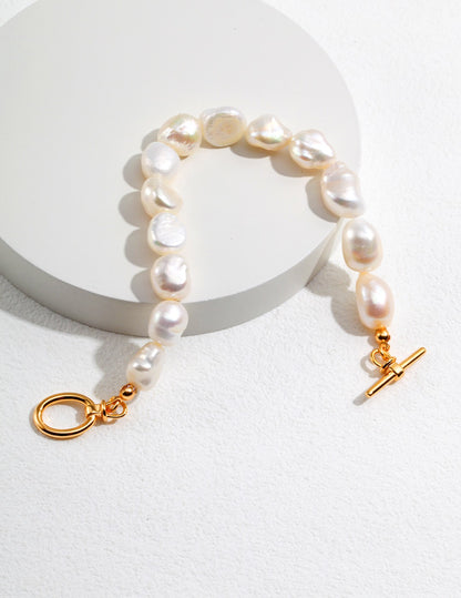 Baroque Freshwater Pearl Bracelet with Gold Toggle Clasp