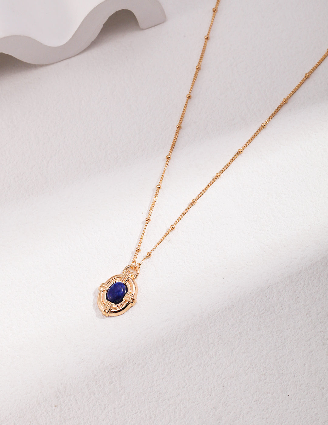 S925 Sterling Silver Vintage Lapis Lazuli Pendant Necklace
