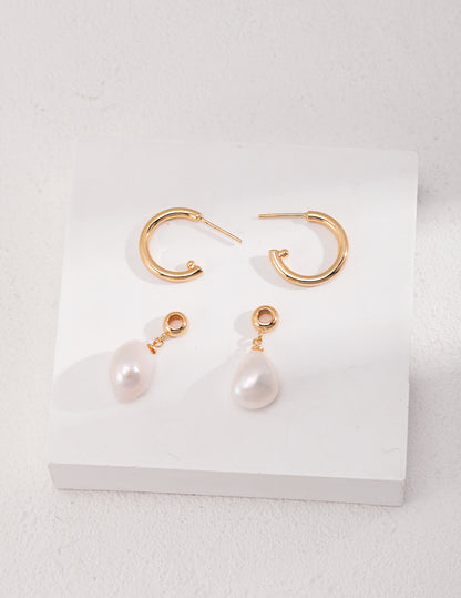 Organic Drop Pearl Earrings