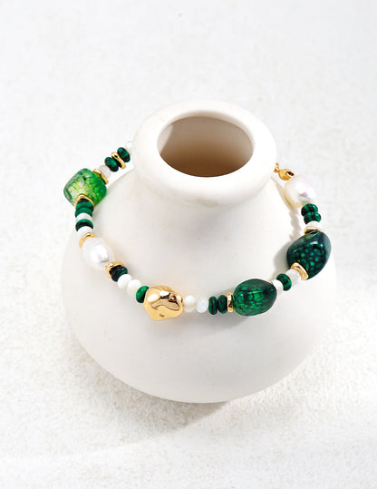 Green Agate Beaded Bracelet