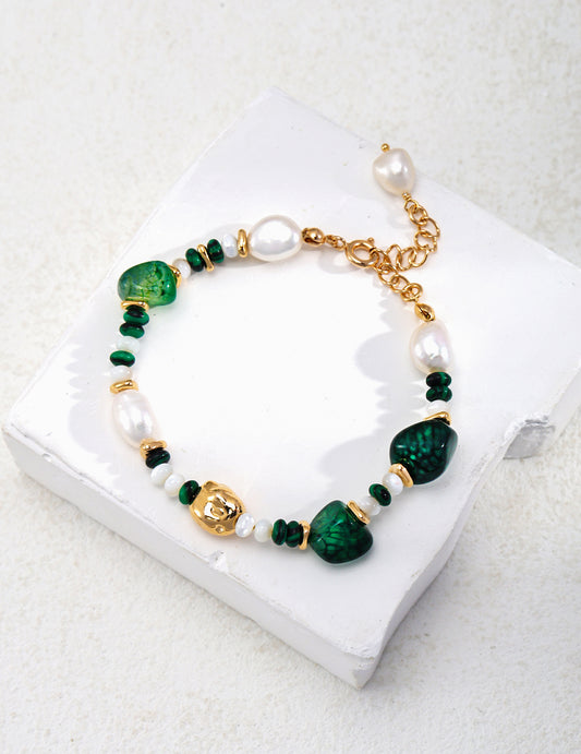 Green Agate Beaded Bracelet