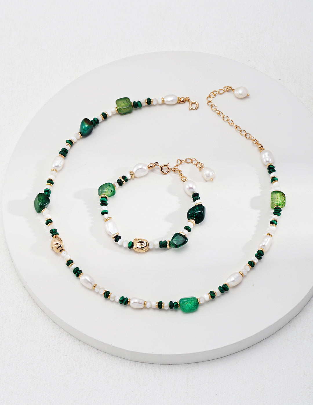 Green Agate Beaded Necklace