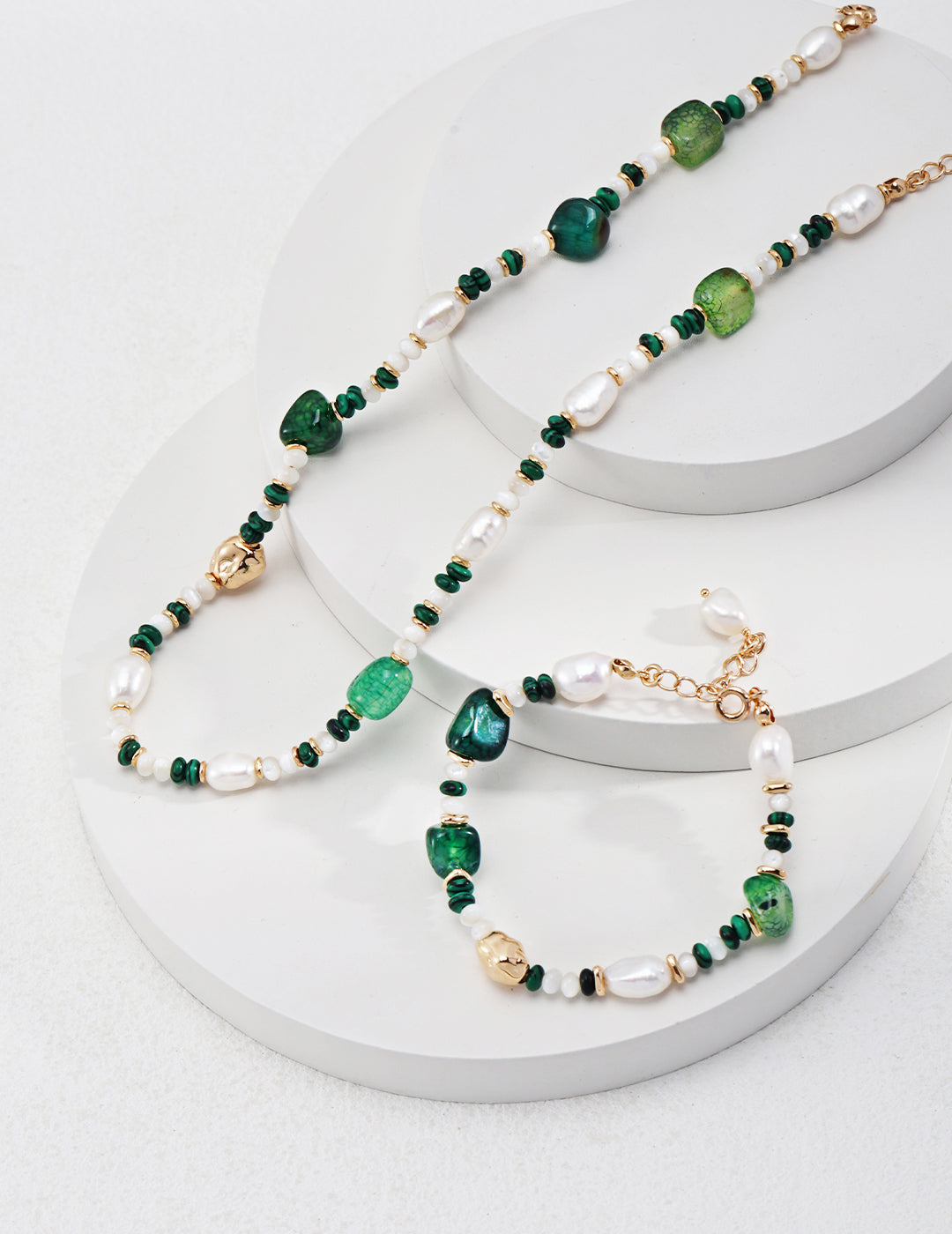 Green Agate Beaded Necklace