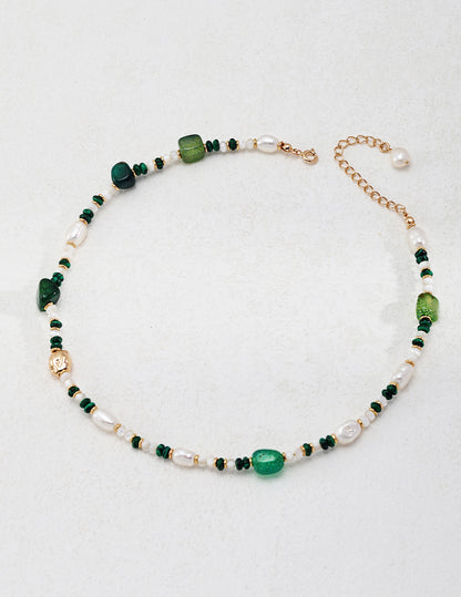 Green Agate Beaded Necklace