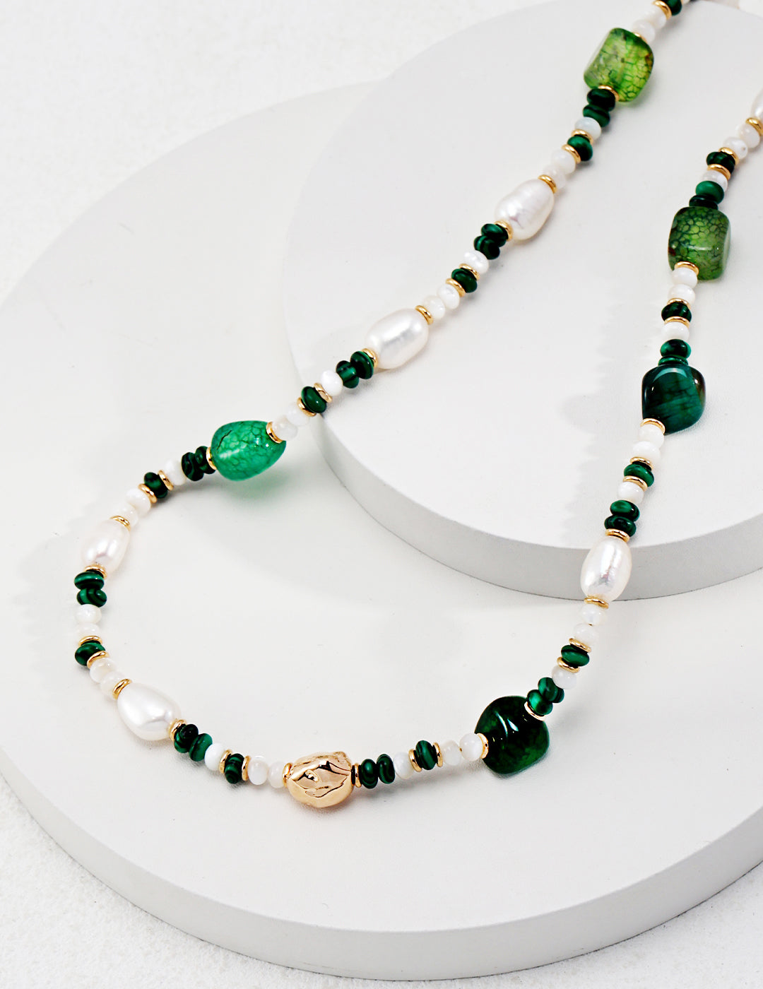 Green Agate Beaded Necklace