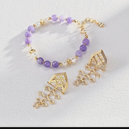 The Violette Amethyst & Pearl Beaded Bracelet | S925 Sterling Silver